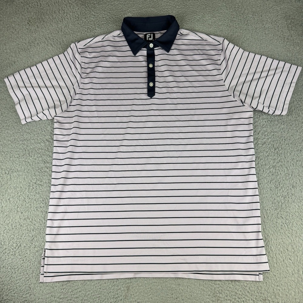 FootJoy FJ Purple Striped Performance Stretch Mens Golf Polo Shirt XL Preppy‎